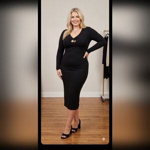 3x 4x GOOD AMERICAN Twist Peek a Boo Dress Black GA Size 8